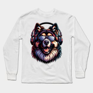 Caucasian Shepherd Dog as Smiling DJ in Japanese Art Style Long Sleeve T-Shirt